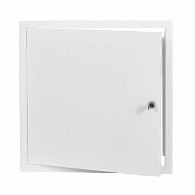 Weißmetall Zugangsplatte 400 mm x 400 mm mit Schloss / Schlüssel Revisionstürklappe