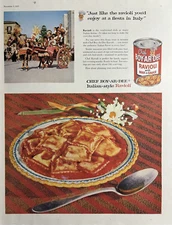1955 Chef Boy Ar Dee Italian Style Ravioli Fiesta Enjoy 14 Cents VTG Print Ad