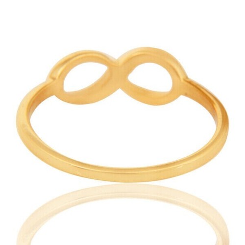 Yellow Gold Infinity Band Ring Eternity Band Unique Anniversary Gifts for Her - Picture 2 of 7