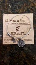 Wind and Fire LOVE LETTERS INITIAL "E" Expandable, Stackable Bangle Bracelet