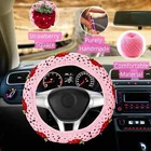 Crochet Steering Wheel Cover Set, Cute Car Steering Wheel Cover Boho 14-15 in,