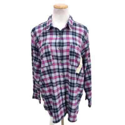 NWT Universal Thread Purple plaid flannel button up in size small