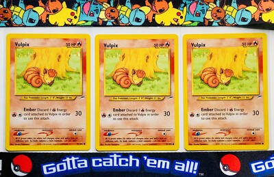 Pokémon 3x Vulpix Neo Destiny (91/105) Common Playset NM
