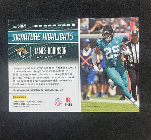 2022 Donruss James Robinson Signature Highlights Autograph Auto #SH65 Jaguars - Picture 2 of 2