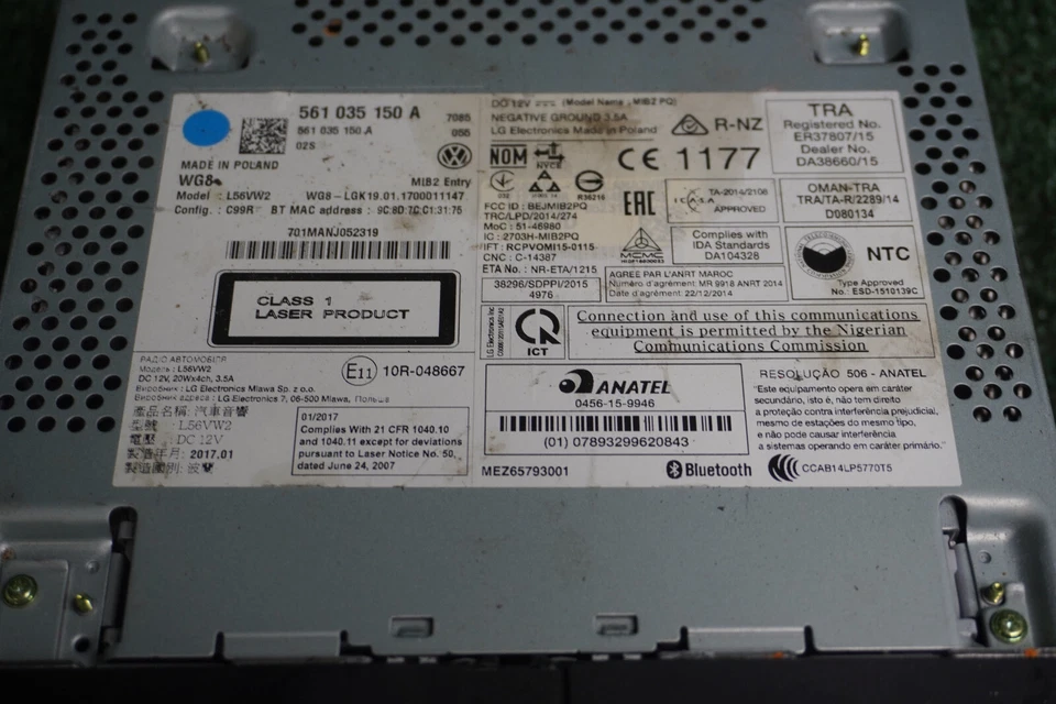 РАДИОПРИЕМНИК 2017 VOLKSWAGEN JETTA AM FM ПРОИГРЫВАТЕЛЬ КОМПАКТ-ДИСКОВ ОТ ОРИГИНАЛЬНОГО ПРОИЗВОДИТЕЛЯ 561035150A - Изображение 3 из 4