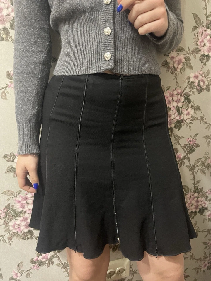 Sonia Rykiel Skirt Wool Blend Zipped Vtg 90s 80s Grunge Y2K Avant Garde Sz 38 - Image 2 of 4