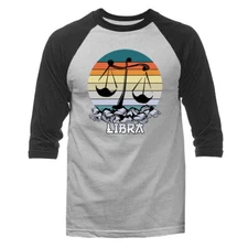 Libra Zodiac Sign Horoscope Astrological Graphic 3/4 Sleeve Raglan