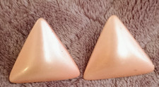 Vintage Peach Triangle Earrings Geometric 80s 90s