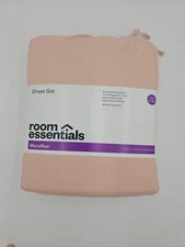 Room Essentials Microfiber Sheet Set Twin Peach Blush 4 Piece New