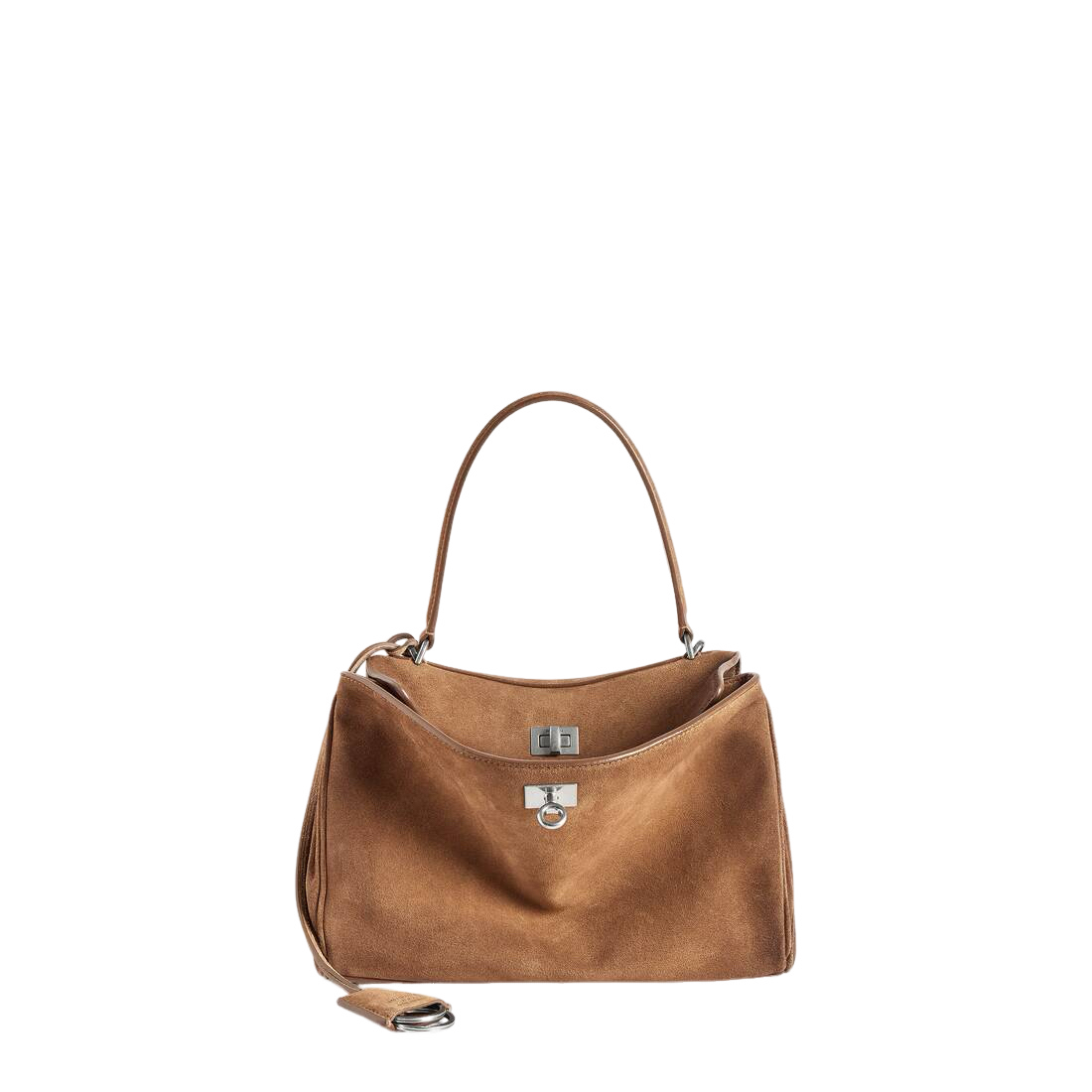BALENCIAGA Rodeo Small $3650 Camel Waxed Suede Top Handle Bag New & Authentic