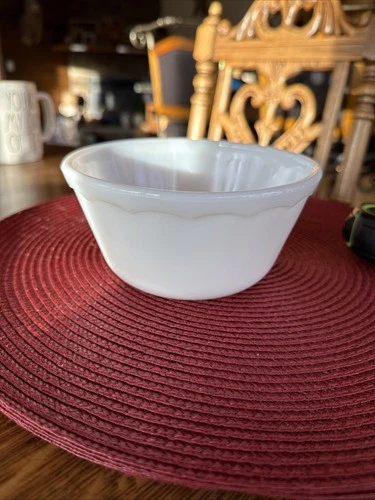 Vintage Hazel Atlas 6" Milk Glass Mixing Bowl scalloped no flaws