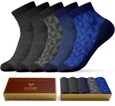 Mens Ankle Socks, Premium Quality Bamboo Rayon Ankle Socks, Patterned, 5 Pair...