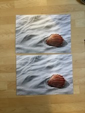 2 Tischset Kunststoff Abwischbar Robust Strand Muschel