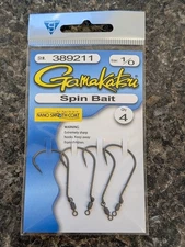 Gamakatsu Spin Bait Hooks - Size 1/0 - Walleye Spinner Hooks Pack of 4