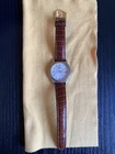 Vintage Seiko Quartz Date Watch Needs Battery Cracked Crystal Gen Leather Band