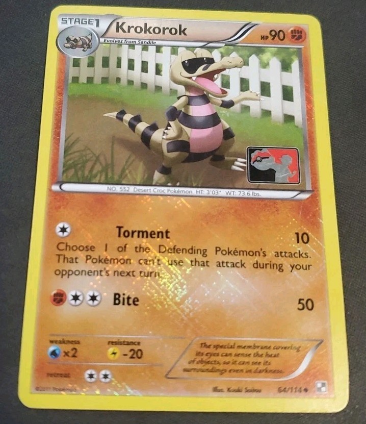 Pokemon Promo Card : Krokorok  64/114 (Play Logo)  (Black & White Base Set)