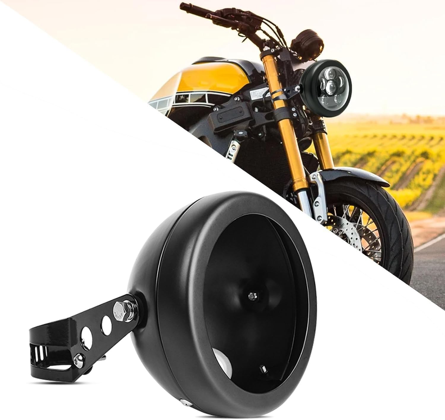 5 3/4" 5.75 Inch Motorcycle Headlights Housing Bucket Headlight Mount for Motor