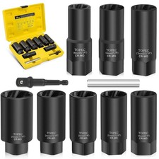 Topec 10pcs Deep Lug Nut Remover Heavy Duty 12 Drive Impact Wheel Lock Rem...