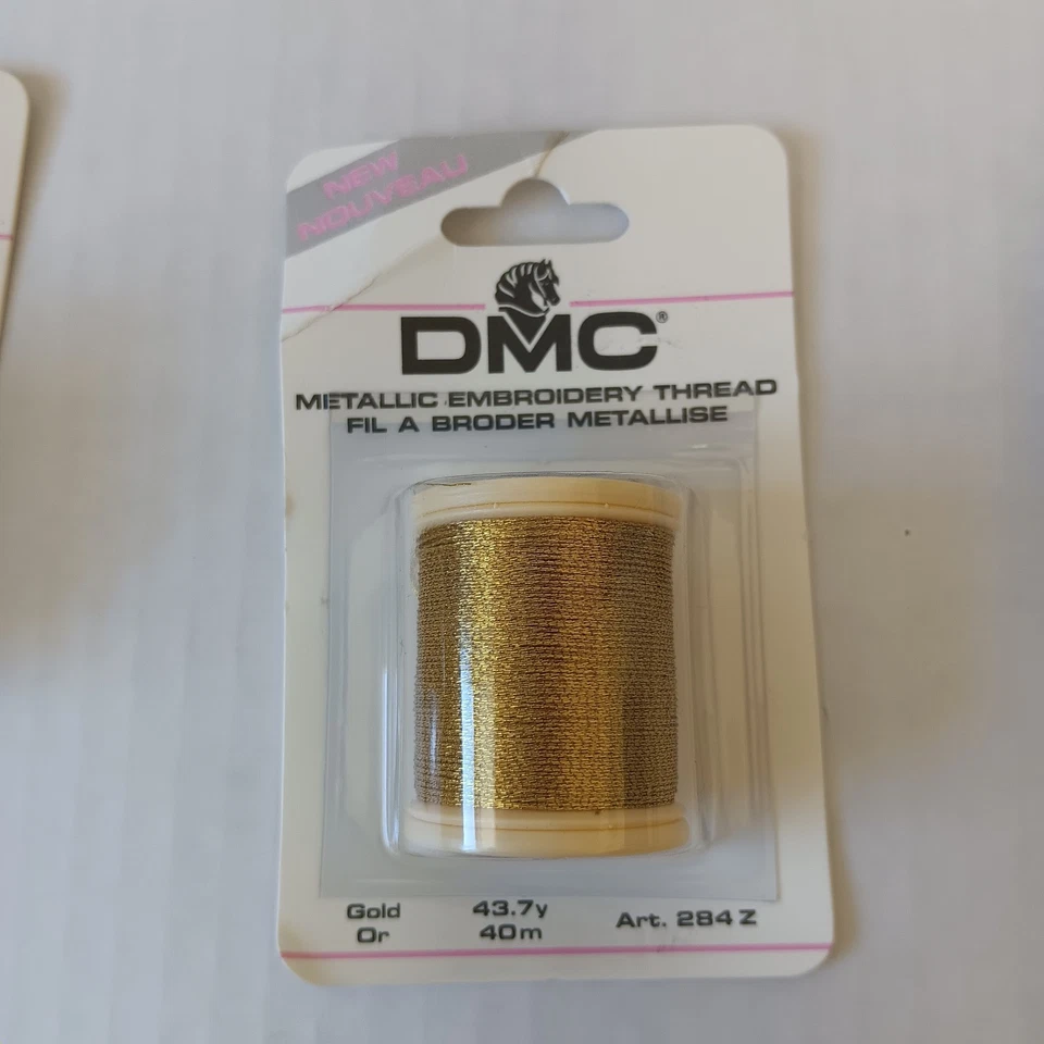 Lote de 3 hilos de bordar metálicos DMC/Kreinik oro plata Foto 4 de 4