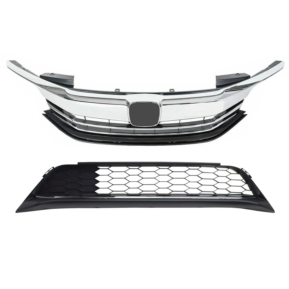 Juego combinado de parrilla delantera superior/inferior con faros antiniebla para Honda Accord sedán 2016-2017 Foto 2 de 4