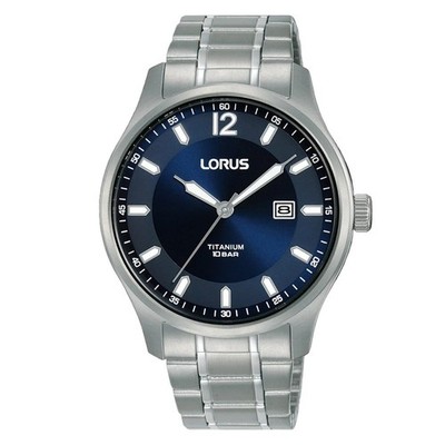 Lorus Uhr RH997QX9 Herren blaues Zifferblatt Titangehäuse und Armband UVP 99,99 £