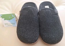 NWOB Earth Origins "Jenna" Size 6 Black Fabric Clog Slippers WELLTEK System
