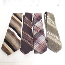 Vintage Wembley Wemlon Tie Set Of 4 for Brown, Green or Black Suit Striped Woven