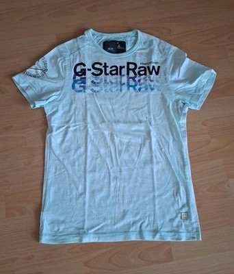 T-Shirt Hellblau Mit Aufschrift Herren G STAR XS/S  Älteres Modell 