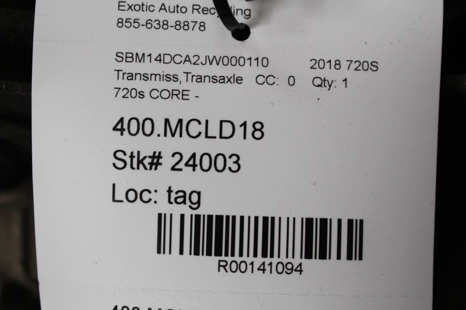 McLaren 720S, Transmission / Transaxle, Core, Used