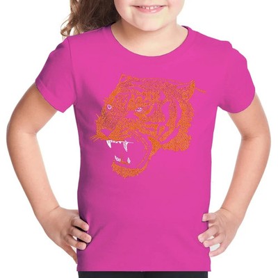 District Girls Pink Tiger Print Beast Mode Crew Neck Concert T-Shirt Size 2XL