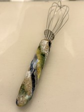 Artisan Handmade Kitchen Whisk - Unique Ceramic Resin Handle Stainless Steel