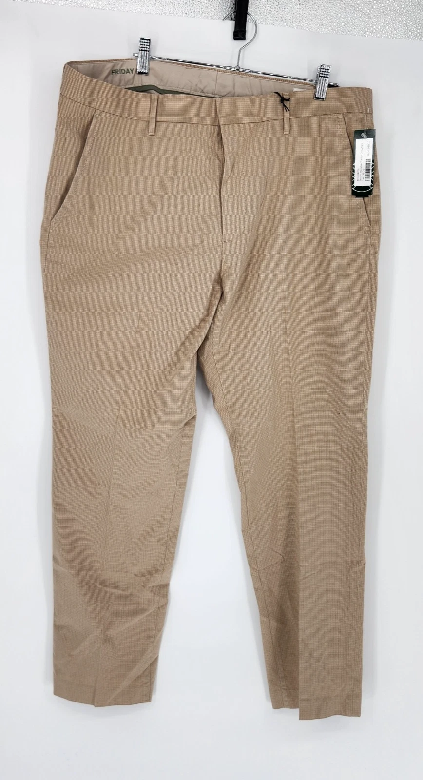 Bonobos Men's 38X30 Tan Mini Houndstooth Slim Fit Weekday Warrior Dress Pants
