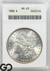 1888 Morgan Silver Dollar Coin ANACS MS 63 ** Old Soap Box Holder!