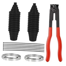 13PCS CV Axle Boot Repair Kit, 2PCS CV Boot with 4 Stainless Steel Clamps Black
