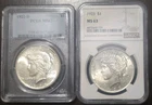 1922-D Peace Dollar PCGS MS62+ 1923 Peace Dollar NGC MS63 Silver Dollar Pair Lot