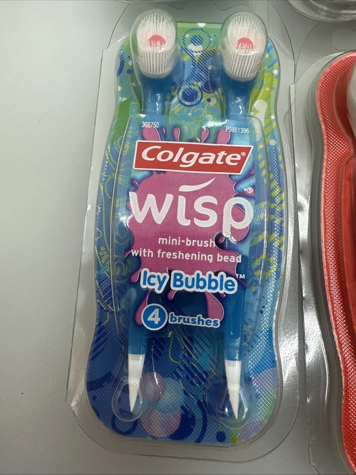 Wisp Colgate Mini-brush Rare Icy Bubble & Optic White - 6 Packs 24 Brushes NOS - Image 2 of 4