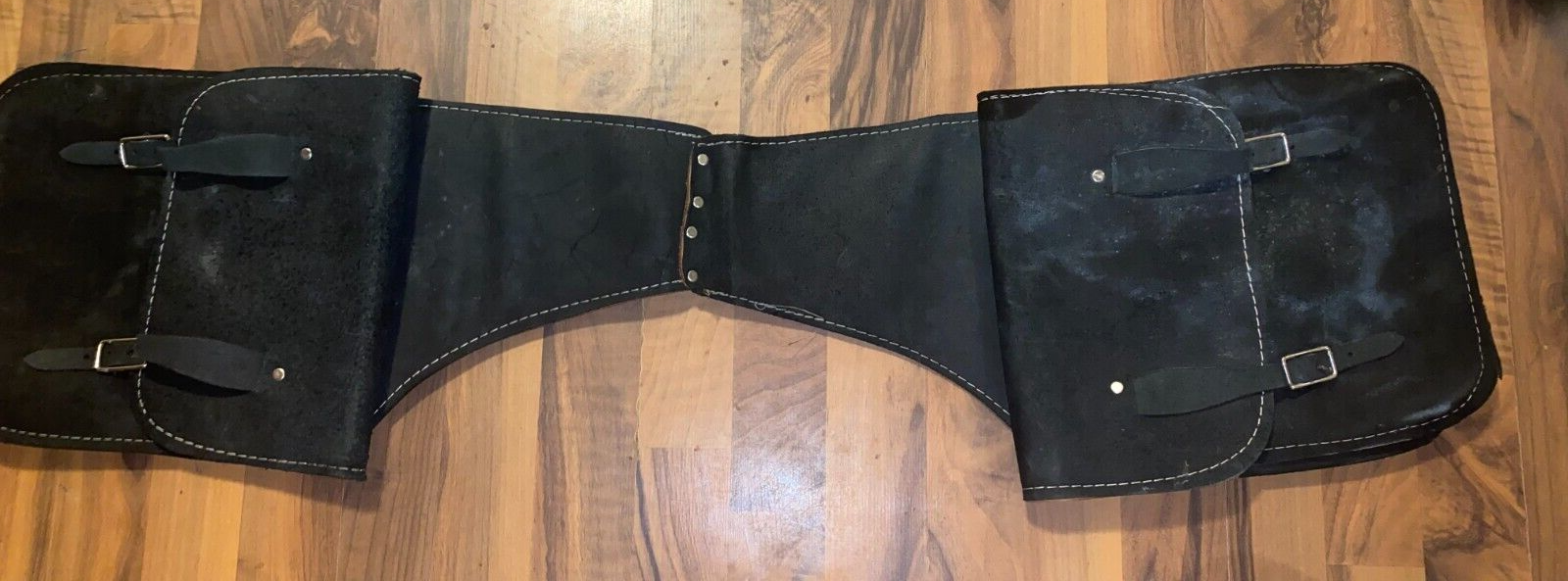 BLACK ROUGHOUT LEATHER WESTERN SADDLE CANTLE SADDLE BAGS eBay