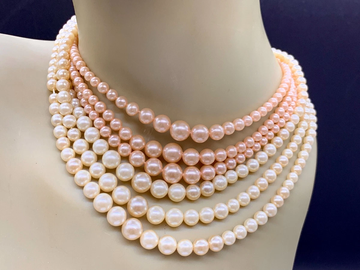 Antique pink deals pearl necklace