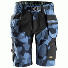 Snickers 6904 Navy Camouflage FlexiWork, Work Shorts+ Holster Pockets