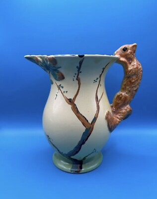 Vintage Art Deco Burleigh Ware Jug Vase With Squirrel Handle - 8