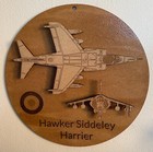 Harrier jumpjet wooden wall plaque signs Hawker Siddeley RAF Cold war fighter