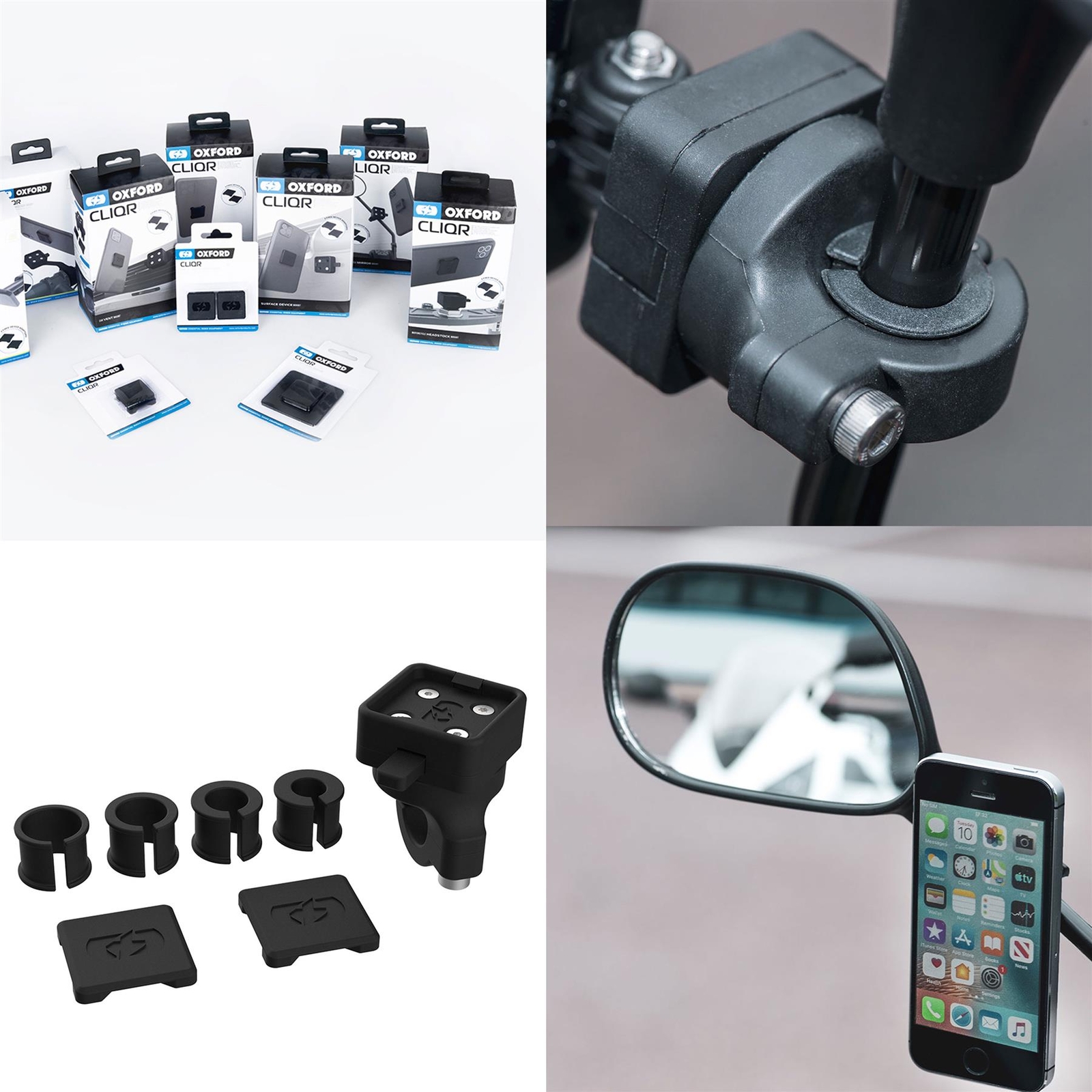 Oxford Ox854 Cliqr Handlebar Motorcycle Motorbike Mirror Phone Mount Holder