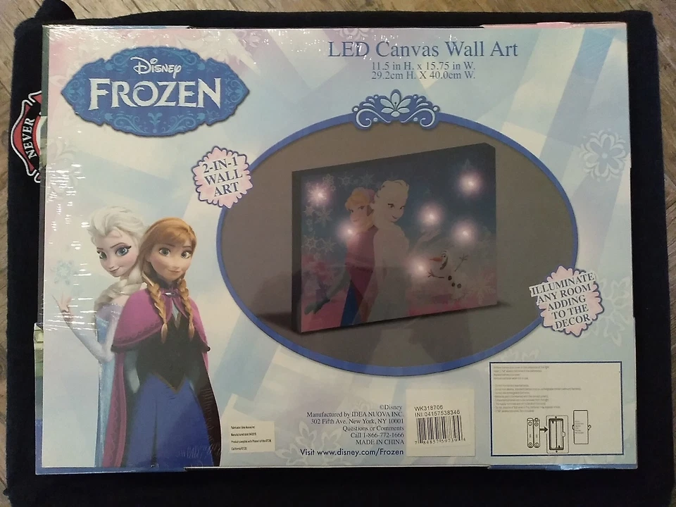 Arte de pared de lienzo con luz LED congelado de Disney decoración de dormitorio para niños NUEVO Foto 2 de 3