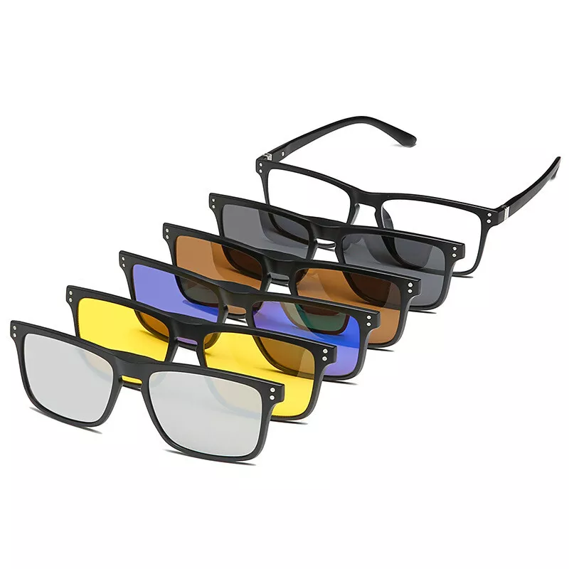 28 Style 5 pcs Sunglasses Magnetic Polarized Clip on Lens Eyeglass Frame Rx H