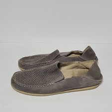B11 OLUKAI NOHEA PERF SLIPPER Leather Suede Shoes Women's 7 Loafers Gray Nubuck