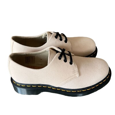 Martens Women's 1461 Natural Canvas Oxford Shoes Warm