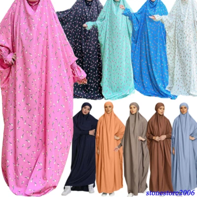 Ramadan Overhead Muslim Women Prayer Dress Abaya Khimar Robe Burqa Abayas Kaftan