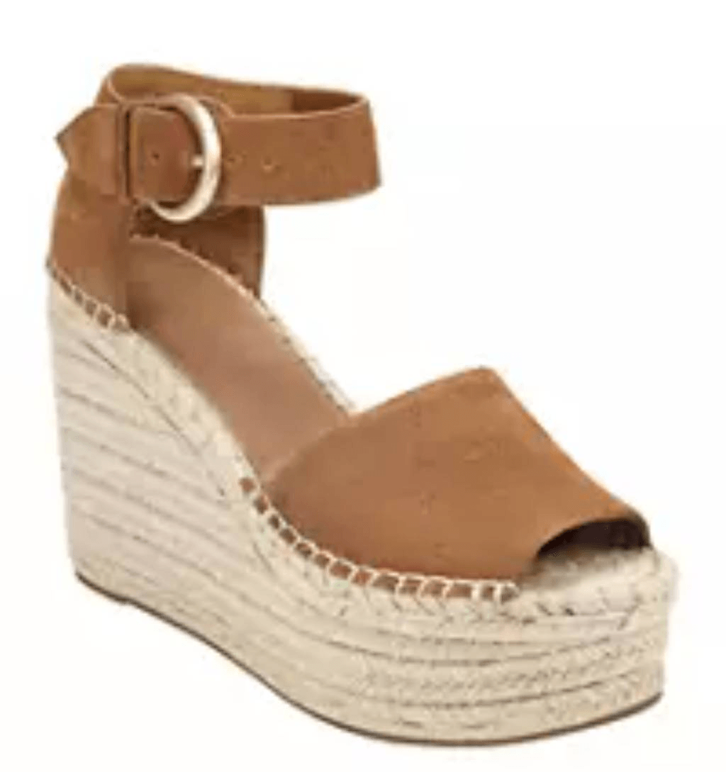 Marc Fisher MLAdalyn TanLeather Suede Espadrille Wedge Platform Shoe Size 