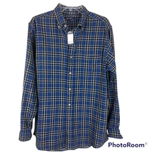 Mens Daniel Cremieux Sz M Woven Dbl Layer Cotton L/S Plaid Shirt Oversized Fit