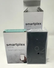 Set of 2 Smartplex Home Smart Light Switch, Black,  1 Gang - Alexa & Google Comp